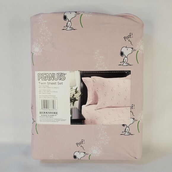 2025 Peanuts Snoopy Spring Blowing Dandelion Wish Poof Pink Twin Sheets Set 3pc - Picture 2 of 8